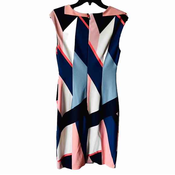 Vince Camuto Color Block Printed Sheath Scuba Dress SIze 6 - Picture 2 of 4